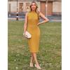 imageGRACE KARIN 2025 Womens Lightweight Mock Neck Business Work Dress Sleeveless Double Breasted Bodycon Midi DressTurmeric