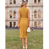 imageGRACE KARIN 2025 Womens Lightweight Mock Neck Business Work Dress Sleeveless Double Breasted Bodycon Midi DressTurmeric