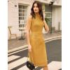 imageGRACE KARIN 2025 Womens Lightweight Mock Neck Business Work Dress Sleeveless Double Breasted Bodycon Midi DressTurmeric
