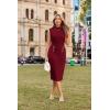 imageGRACE KARIN 2025 Womens Lightweight Mock Neck Business Work Dress Sleeveless Double Breasted Bodycon Midi DressWine Red