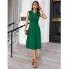 imageGRACE KARIN 2025 Womens Notch Lapel Ruched Wrap V Neck Business Work Dress Sleeveless A Line Midi DressDark Green