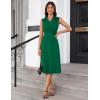 imageGRACE KARIN 2025 Womens Notch Lapel Ruched Wrap V Neck Business Work Dress Sleeveless A Line Midi DressDark Green