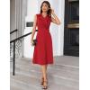 imageGRACE KARIN 2025 Womens Notch Lapel Ruched Wrap V Neck Business Work Dress Sleeveless A Line Midi DressRed