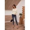 imageGRACE KARIN 2025 Womens Tops Fall Wrap Blouse V Neck Work Shirt Long Sleeve Dressy Casual Ruched Top Trendy Fashion OutfitsApricot