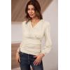 imageGRACE KARIN 2025 Womens Tops Fall Wrap Blouse V Neck Work Shirt Long Sleeve Dressy Casual Ruched Top Trendy Fashion OutfitsApricot