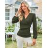 imageGRACE KARIN 2025 Womens Tops Fall Wrap Blouse V Neck Work Shirt Long Sleeve Dressy Casual Ruched Top Trendy Fashion OutfitsArmy Green