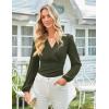 imageGRACE KARIN 2025 Womens Tops Fall Wrap Blouse V Neck Work Shirt Long Sleeve Dressy Casual Ruched Top Trendy Fashion OutfitsArmy Green