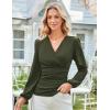 imageGRACE KARIN 2025 Womens Tops Fall Wrap Blouse V Neck Work Shirt Long Sleeve Dressy Casual Ruched Top Trendy Fashion OutfitsArmy Green