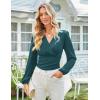 imageGRACE KARIN 2025 Womens Tops Fall Wrap Blouse V Neck Work Shirt Long Sleeve Dressy Casual Ruched Top Trendy Fashion OutfitsBlue Green