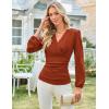 imageGRACE KARIN 2025 Womens Tops Fall Wrap Blouse V Neck Work Shirt Long Sleeve Dressy Casual Ruched Top Trendy Fashion OutfitsCaramel