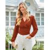 imageGRACE KARIN 2025 Womens Tops Fall Wrap Blouse V Neck Work Shirt Long Sleeve Dressy Casual Ruched Top Trendy Fashion OutfitsCaramel