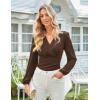 imageGRACE KARIN 2025 Womens Tops Fall Wrap Blouse V Neck Work Shirt Long Sleeve Dressy Casual Ruched Top Trendy Fashion OutfitsCoffee