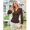 imageGRACE KARIN 2025 Womens Tops Fall Wrap Blouse V Neck Work Shirt Long Sleeve Dressy Casual Ruched Top Trendy Fashion OutfitsCoffee