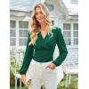 imageGRACE KARIN 2025 Womens Tops Fall Wrap Blouse V Neck Work Shirt Long Sleeve Dressy Casual Ruched Top Trendy Fashion OutfitsDark Green