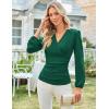 imageGRACE KARIN 2025 Womens Tops Fall Wrap Blouse V Neck Work Shirt Long Sleeve Dressy Casual Ruched Top Trendy Fashion OutfitsDark Green