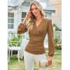 imageGRACE KARIN 2025 Womens Tops Fall Wrap Blouse V Neck Work Shirt Long Sleeve Dressy Casual Ruched Top Trendy Fashion OutfitsKhaki