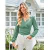 imageGRACE KARIN 2025 Womens Tops Fall Wrap Blouse V Neck Work Shirt Long Sleeve Dressy Casual Ruched Top Trendy Fashion OutfitsLight Green