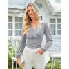 imageGRACE KARIN 2025 Womens Tops Fall Wrap Blouse V Neck Work Shirt Long Sleeve Dressy Casual Ruched Top Trendy Fashion OutfitsLight Grey