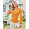 imageGRACE KARIN 2025 Womens Tops Fall Wrap Blouse V Neck Work Shirt Long Sleeve Dressy Casual Ruched Top Trendy Fashion OutfitsMustard Yellow