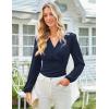 imageGRACE KARIN 2025 Womens Tops Fall Wrap Blouse V Neck Work Shirt Long Sleeve Dressy Casual Ruched Top Trendy Fashion OutfitsNavy Blue