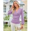 imageGRACE KARIN 2025 Womens Tops Fall Wrap Blouse V Neck Work Shirt Long Sleeve Dressy Casual Ruched Top Trendy Fashion OutfitsPink Purple