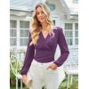 imageGRACE KARIN 2025 Womens Tops Fall Wrap Blouse V Neck Work Shirt Long Sleeve Dressy Casual Ruched Top Trendy Fashion OutfitsPurple