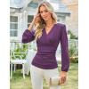imageGRACE KARIN 2025 Womens Tops Fall Wrap Blouse V Neck Work Shirt Long Sleeve Dressy Casual Ruched Top Trendy Fashion OutfitsPurple