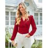 imageGRACE KARIN 2025 Womens Tops Fall Wrap Blouse V Neck Work Shirt Long Sleeve Dressy Casual Ruched Top Trendy Fashion OutfitsRed