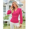 imageGRACE KARIN 2025 Womens Tops Fall Wrap Blouse V Neck Work Shirt Long Sleeve Dressy Casual Ruched Top Trendy Fashion OutfitsRose Red