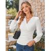 imageGRACE KARIN 2025 Womens Tops Fall Wrap Blouse V Neck Work Shirt Long Sleeve Dressy Casual Ruched Top Trendy Fashion OutfitsWhite
