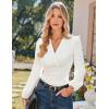 imageGRACE KARIN 2025 Womens Tops Fall Wrap Blouse V Neck Work Shirt Long Sleeve Dressy Casual Ruched Top Trendy Fashion OutfitsWhite
