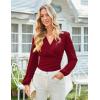 imageGRACE KARIN 2025 Womens Tops Fall Wrap Blouse V Neck Work Shirt Long Sleeve Dressy Casual Ruched Top Trendy Fashion OutfitsWine Red