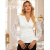imageGRACE KARIN 2025 Womens Tops Wrap V Neck Shirt Lace Long Sleeve Blouses Dressy Casual Ruched Top Fall Fashion OutfitsWhite