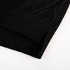 imageGRACE KARIN Cable Knit Sweater Women Long Sleeve Crew Neck Pullover Sweaters Slit Hem Casual Dressy Sweater TopsBlack