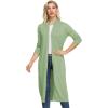 imageGRACE KARIN Essential Solid Open Front Maxi Long Knitted Cardigan Sweater for WomenLight Green