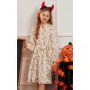 imageGRACE KARIN Girls Fall Long Sleeve Casual Holiday Party Dress for Teen Girl Floral Pleated Ruffle Dresses 614 YearsBeigeorange Floral
