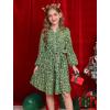 imageGRACE KARIN Girls Fall Long Sleeve Casual Holiday Party Dress for Teen Girl Floral Pleated Ruffle Dresses 614 YearsGreenyellow Floral