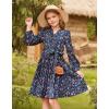 imageGRACE KARIN Girls Fall Long Sleeve Casual Holiday Party Dress for Teen Girl Floral Pleated Ruffle Dresses 614 YearsNavy Bluecolorful Floral