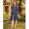 imageGRACE KARIN Girls Fall Long Sleeve Casual Holiday Party Dress for Teen Girl Floral Pleated Ruffle Dresses 614 YearsNavy Bluecolorful Floral