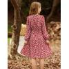 imageGRACE KARIN Girls Fall Long Sleeve Casual Holiday Party Dress for Teen Girl Floral Pleated Ruffle Dresses 614 YearsWine Redcolorful Floral