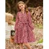imageGRACE KARIN Girls Fall Long Sleeve Casual Holiday Party Dress for Teen Girl Floral Pleated Ruffle Dresses 614 YearsWine Redcolorful Floral