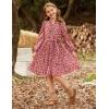 imageGRACE KARIN Girls Fall Long Sleeve Casual Holiday Party Dress for Teen Girl Floral Pleated Ruffle Dresses 614 YearsWine Redcolorful Floral
