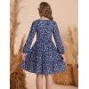 imageGRACE KARIN Girls Fall Long Sleeve Floral Square Neck Smock Tiered Casual Holiday Teen Dress Size 514Navy Blue Floral