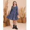 imageGRACE KARIN Girls Fall Long Sleeve Floral Square Neck Smock Tiered Casual Holiday Teen Dress Size 514Navy Blue Floral