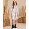 imageGRACE KARIN Girls Fall Long Sleeve Floral Square Neck Smock Tiered Casual Holiday Teen Dress Size 514Off White Floral