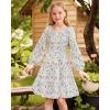 imageGRACE KARIN Girls Fall Long Sleeve Floral Square Neck Smock Tiered Casual Holiday Teen Dress Size 514Off White Floral