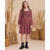 imageGRACE KARIN Girls Fall Long Sleeve Floral Square Neck Smock Tiered Casual Holiday Teen Dress Size 514Wine Red Floral