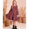 imageGRACE KARIN Girls Fall Long Sleeve Floral Square Neck Smock Tiered Casual Holiday Teen Dress Size 514Wine Red Floral