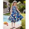 imageGRACE KARIN Girls Floral Maxi Dress Square Neck Wide Straps Smocked Summer Spring Flowy Dress 514YNavy Blue Tropical
