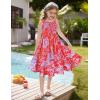 imageGRACE KARIN Girls Floral Maxi Dress Square Neck Wide Straps Smocked Summer Spring Flowy Dress 514YRed Tropical